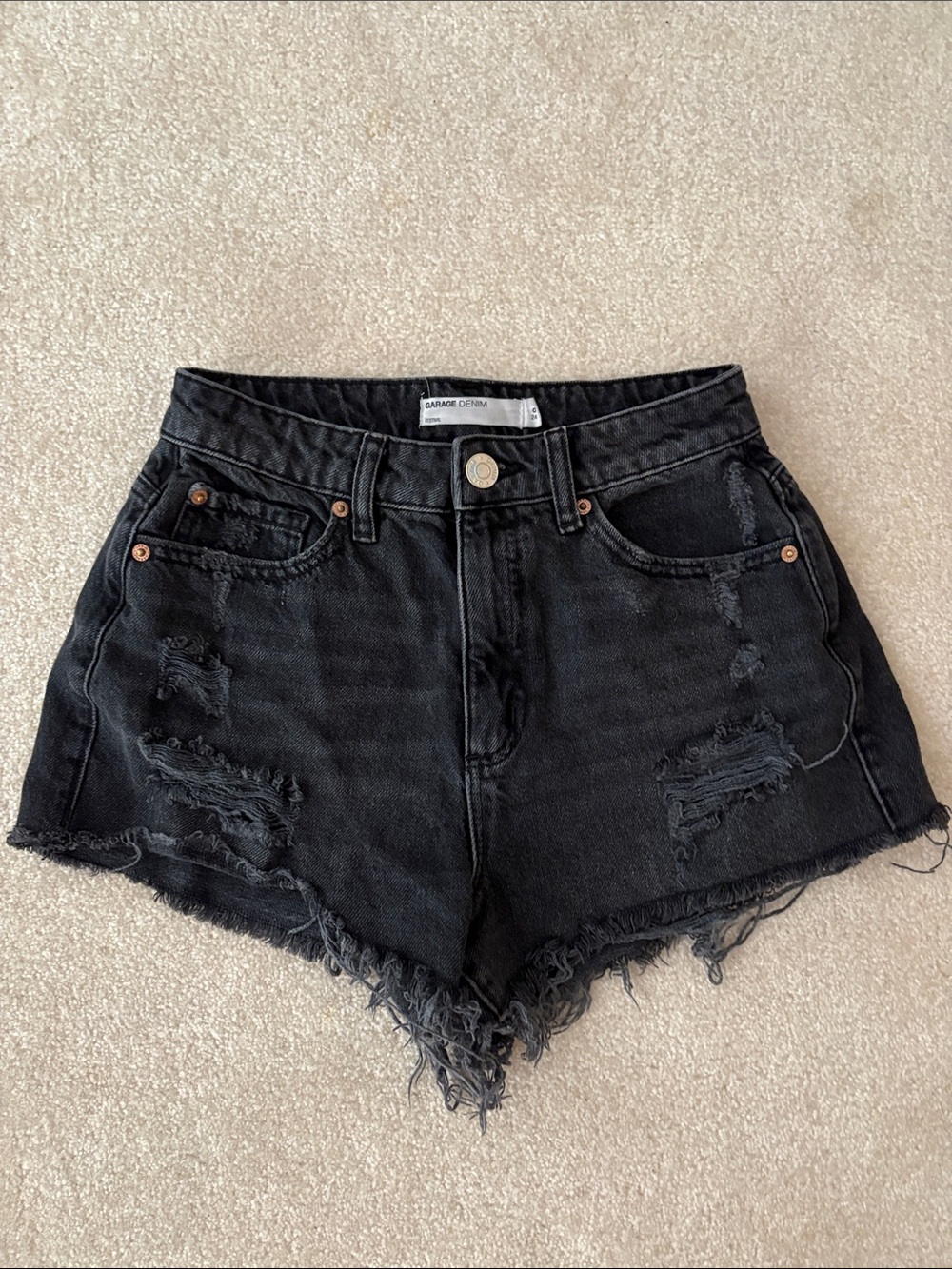 Garage Black Distressed Shorts